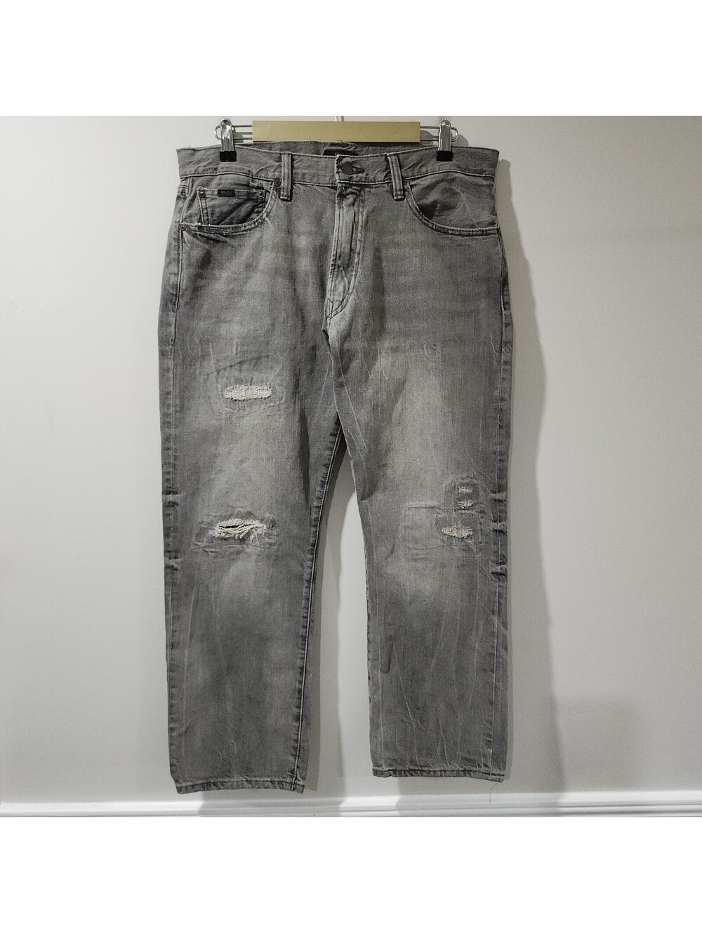 Polo Ralph Lauren Classic Fit Distressed Faded Jeans Punk Grunge Skate 34x30